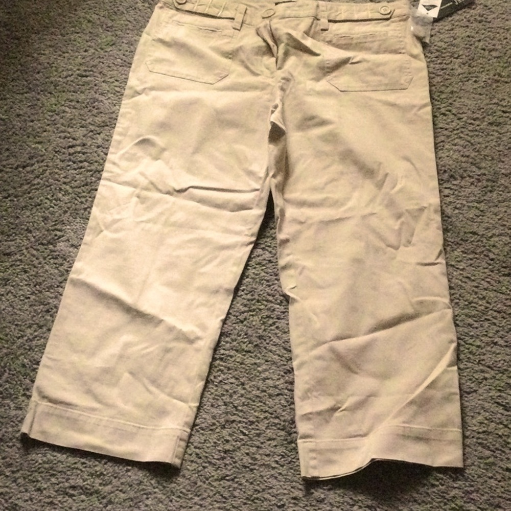 Ankle length pants. Nice fit. Tan color